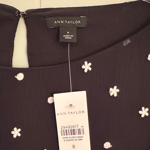 Ann Taylor Black Dress with White Floral Embroidered Pattern - Picture 2 of 4